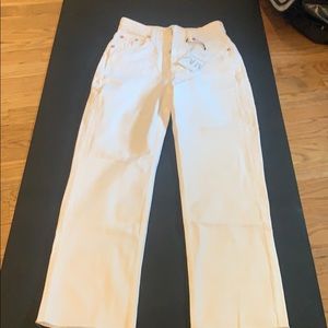 white high rise jeans from zara